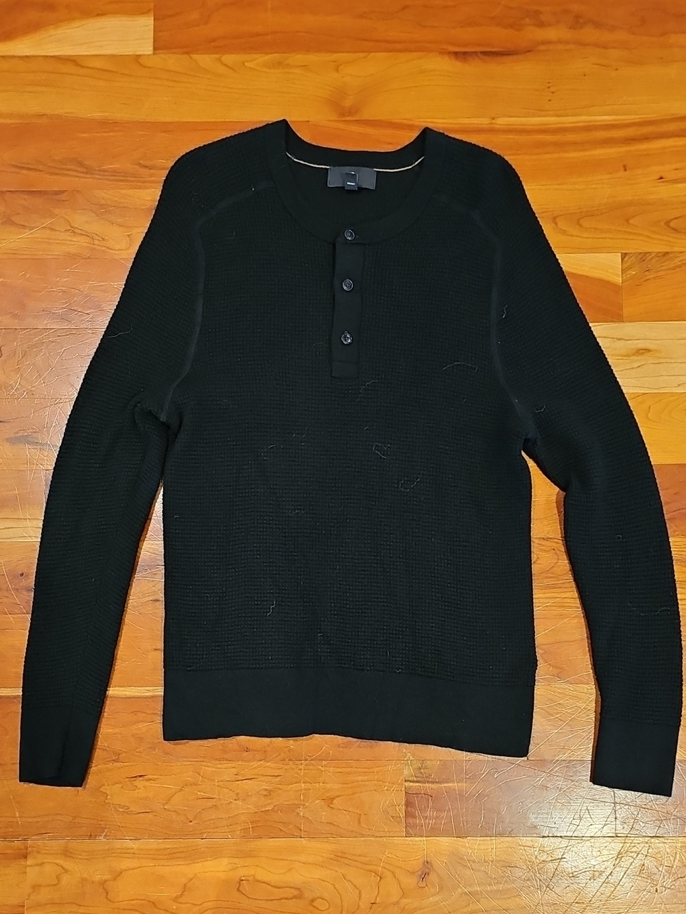 Banana Republic Black Crewneck Henley Sweater